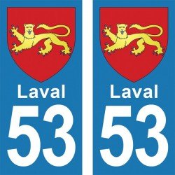 Blason Laval - Stickers plaque immatriculation 53