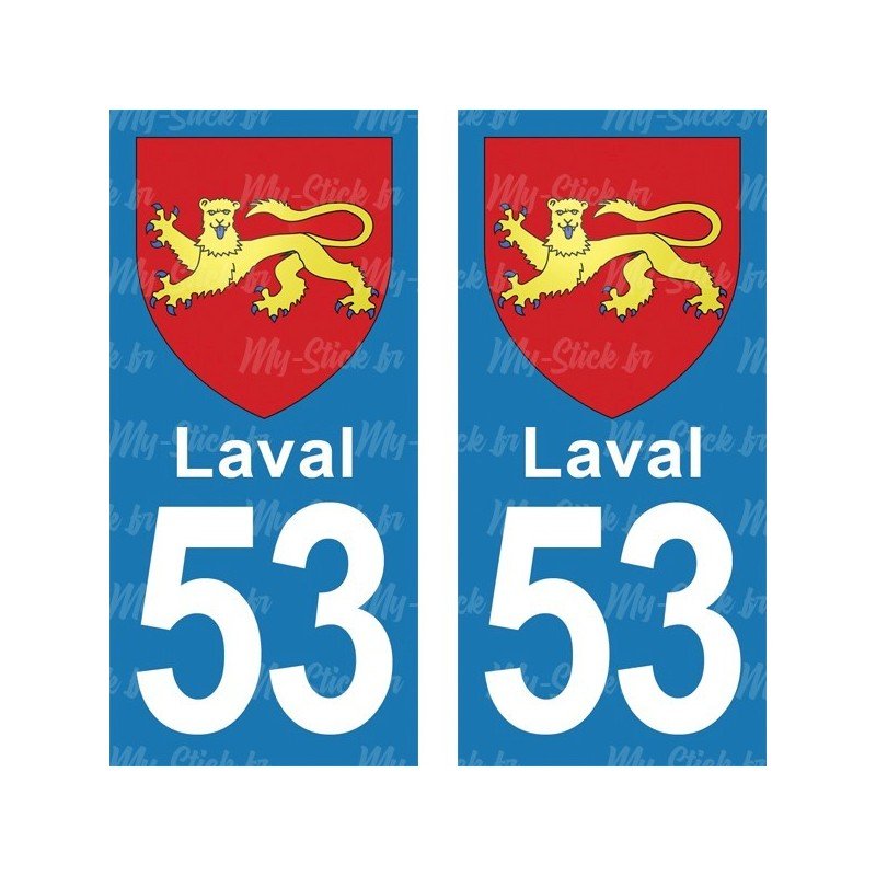 Blason Laval - Stickers plaque immatriculation 53