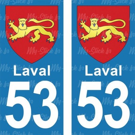 Blason Laval - Stickers plaque immatriculation 53