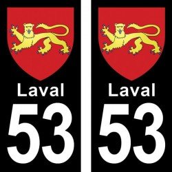 Blason Laval - Stickers plaque immatriculation 53