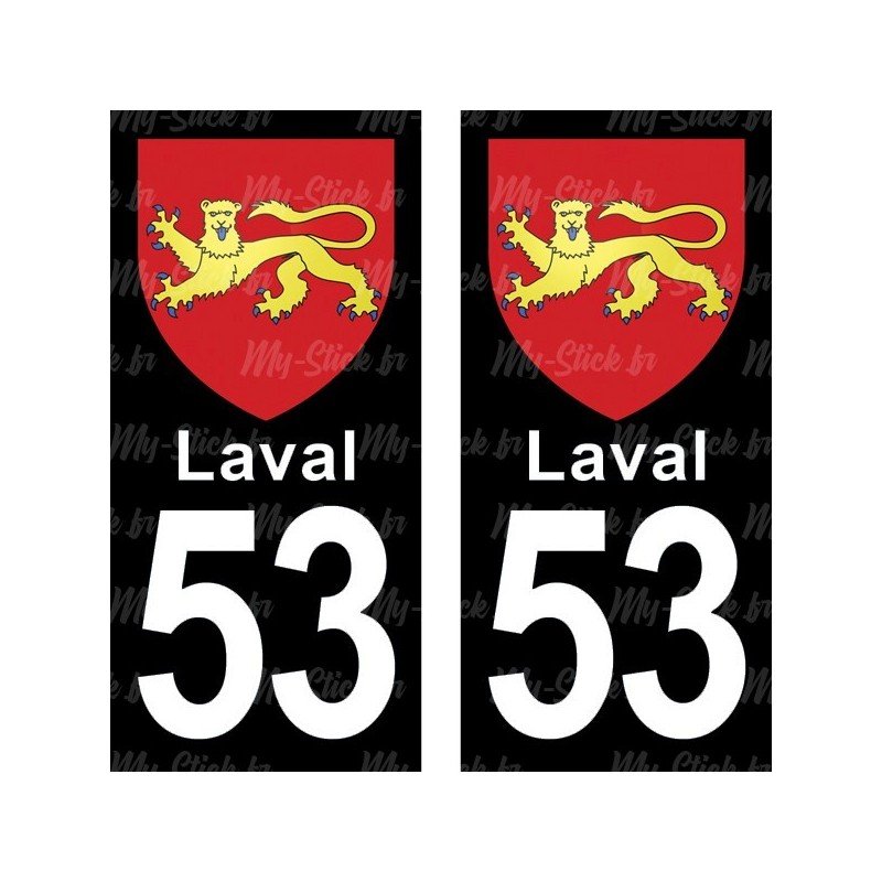 Blason Laval - Stickers plaque immatriculation 53