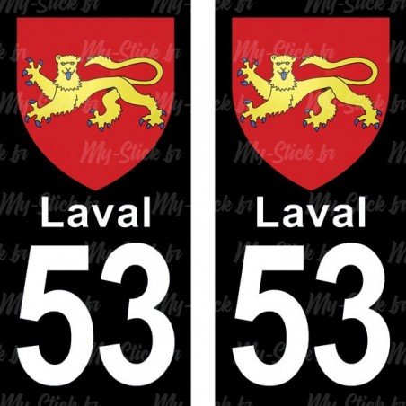 Blason Laval - Stickers plaque immatriculation 53