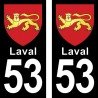 Blason Laval - Stickers plaque immatriculation 53