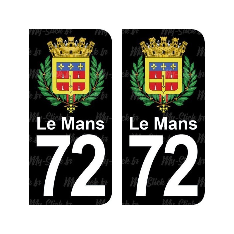 Blason le Mans - Stickers plaque immatriculation 72