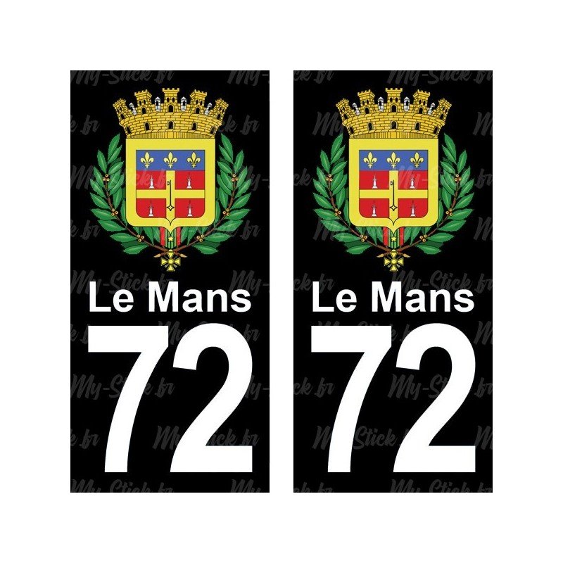 Blason le Mans - Stickers plaque immatriculation 72