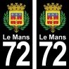 Blason le Mans - Stickers plaque immatriculation 72