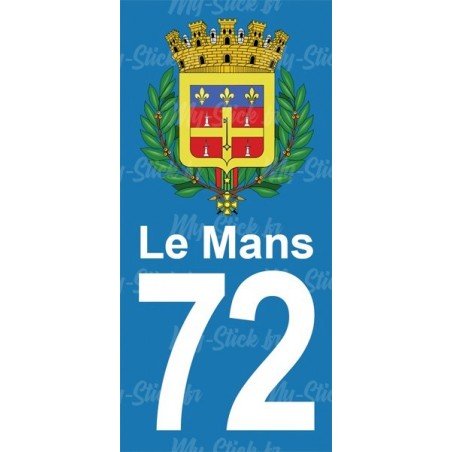 Blason le Mans - Stickers plaque immatriculation 72