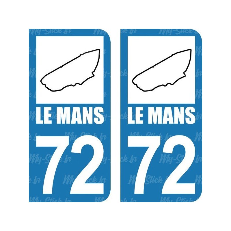 Stickers plaque immatriculation Circuit  Le Mans 72
