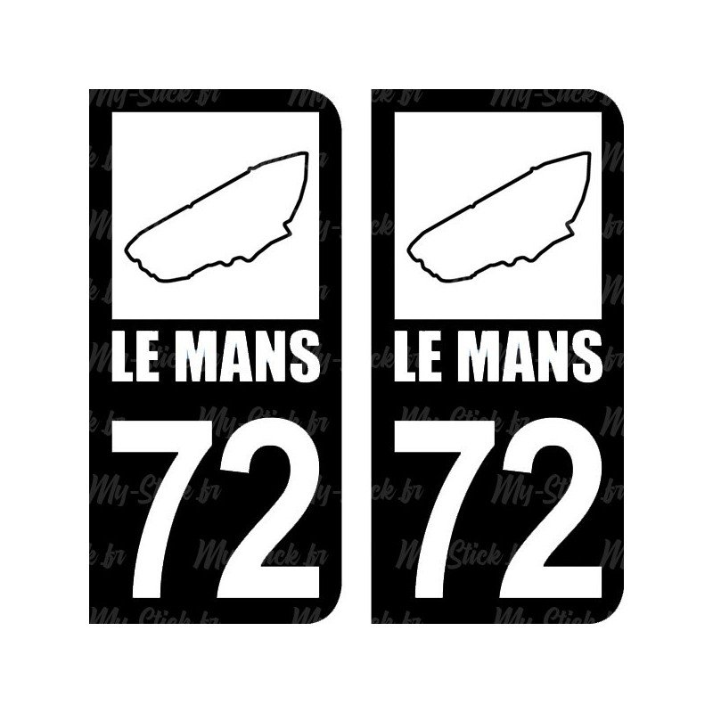 Stickers plaque immatriculation Circuit  Le Mans 72