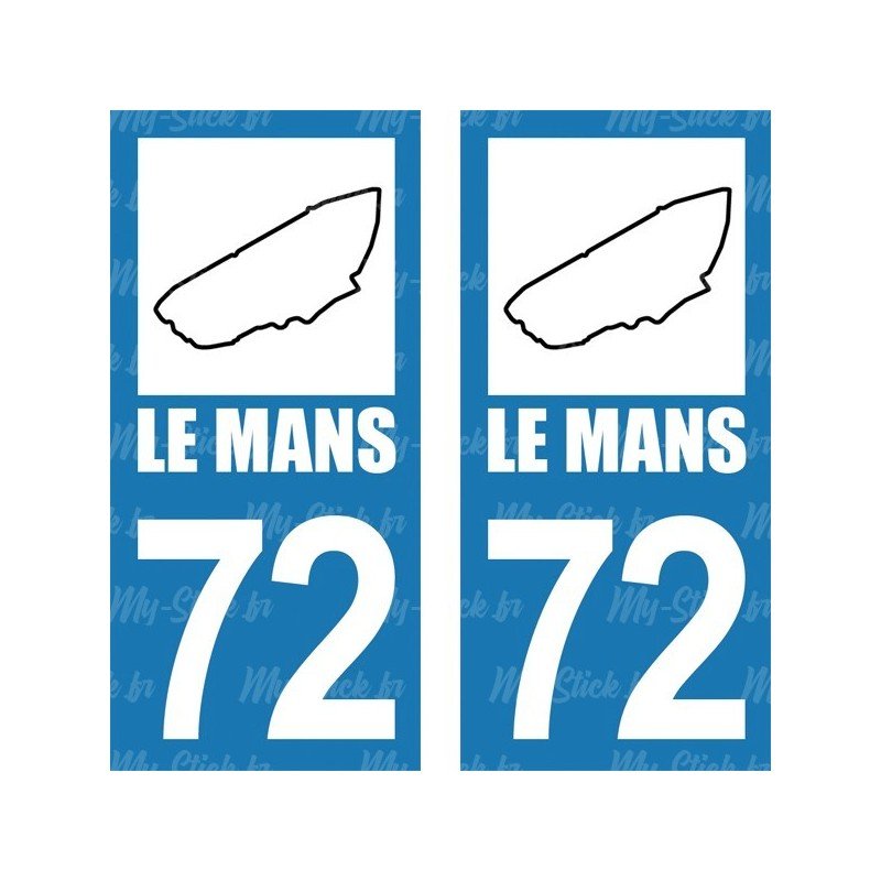 Stickers plaque immatriculation Circuit  Le Mans 72