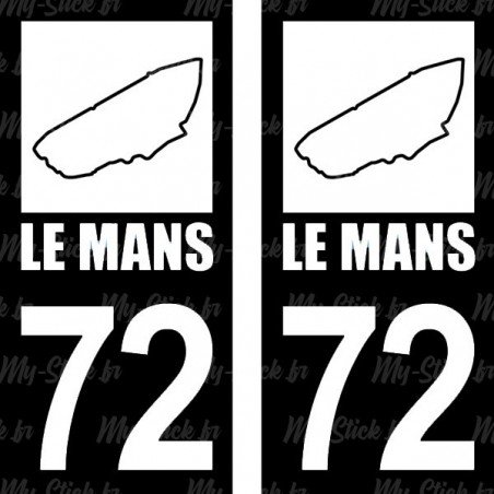 Stickers plaque immatriculation Circuit  Le Mans 72