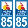 Blason les Sables d'Olonne - Stickers plaque immatriculation 85