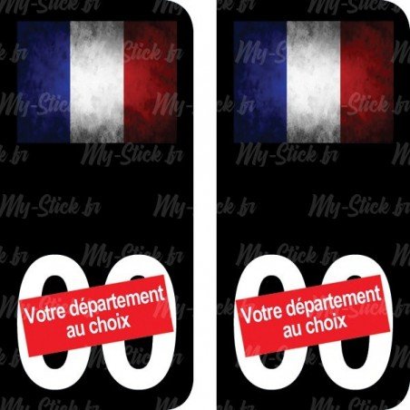 Stickers plaque immatriculation drapeau Français Marbré