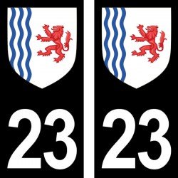 Blason stickers plaque immatriculation 23