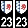 Blason stickers plaque immatriculation 23