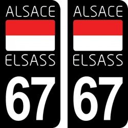 Drapeau Alsace Elsass - Stickers plaque immatriculation 67