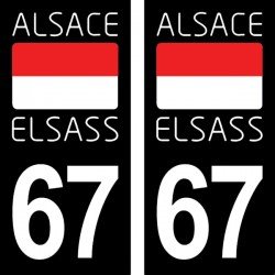 Drapeau Alsace Elsass - Stickers plaque immatriculation 67