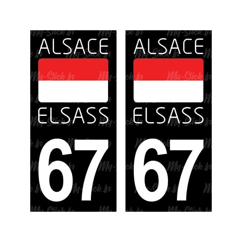 Drapeau Alsace Elsass - Stickers plaque immatriculation 67