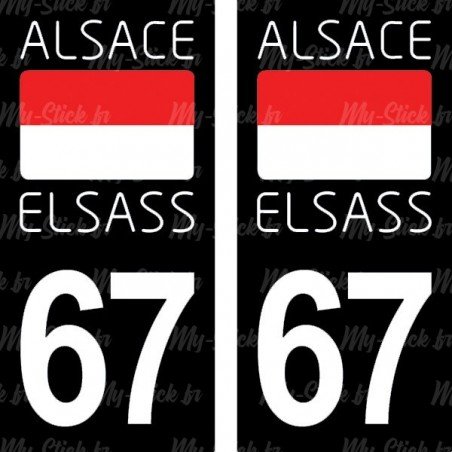 Drapeau Alsace Elsass - Stickers plaque immatriculation 67