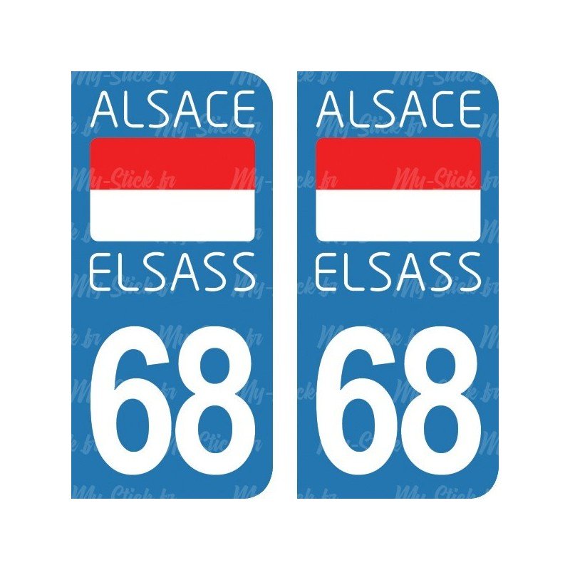 Drapeau Alsace Elsass - Stickers plaque immatriculation 68