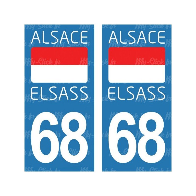 Drapeau Alsace Elsass - Stickers plaque immatriculation 68