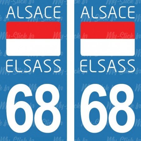 Drapeau Alsace Elsass - Stickers plaque immatriculation 68