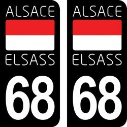 Drapeau Alsace Elsass - Stickers plaque immatriculation 68