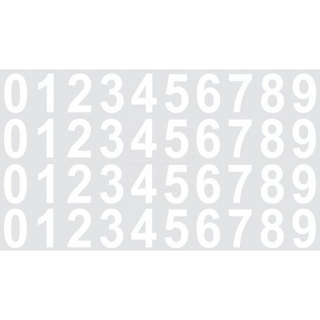 Chiffre ou numéro autocollant de 0 à 9 en planche de 40 stickers