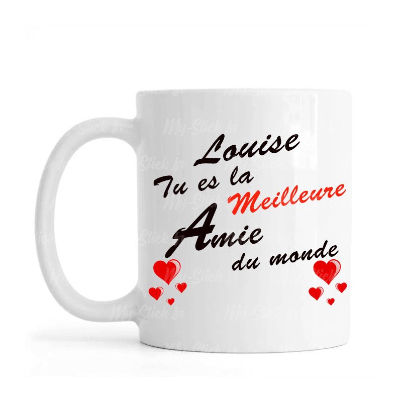 Mug personnalisé avec prénom recto-verso "meilleure amie du monde"