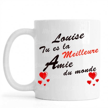 Mug personnalisé avec prénom recto-verso "meilleure amie du monde"