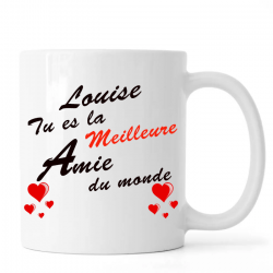 Mug personnalisé avec prénom recto-verso "meilleure amie du monde"