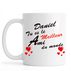 Mug personnalisé avec prénom recto-verso "meilleur ami du monde"