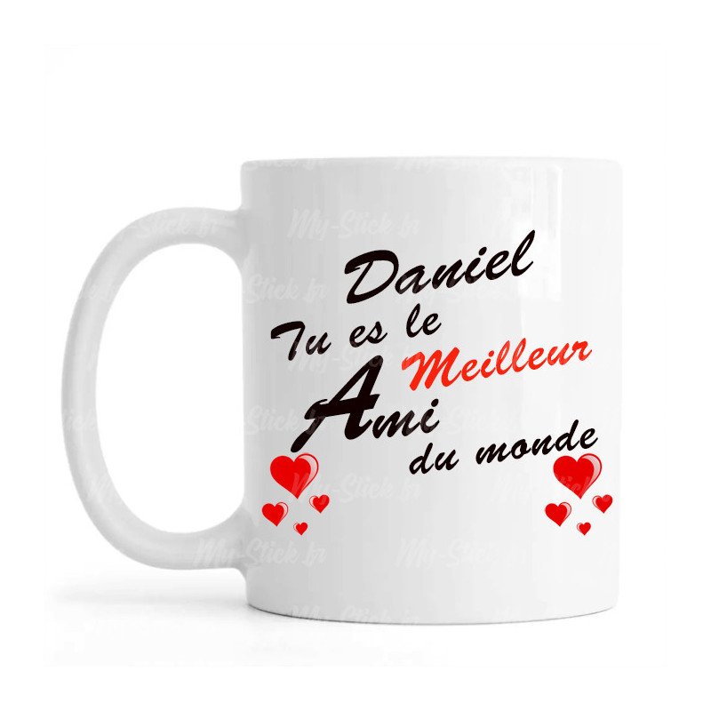 Mug personnalisé avec prénom recto-verso "meilleur ami du monde"