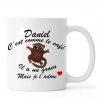 Mug personnalisé avec prénom masculin recto-verso "c'est comme le café"