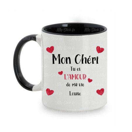Mug personnalisé Saint-valentin Mon chéri avec prénom