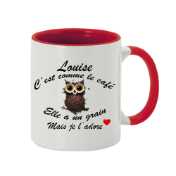 Mug personnalisé avec prénom féminin recto-verso "c'est comme le café"