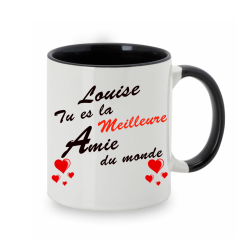 Mug personnalisé avec prénom recto-verso "meilleure amie du monde"