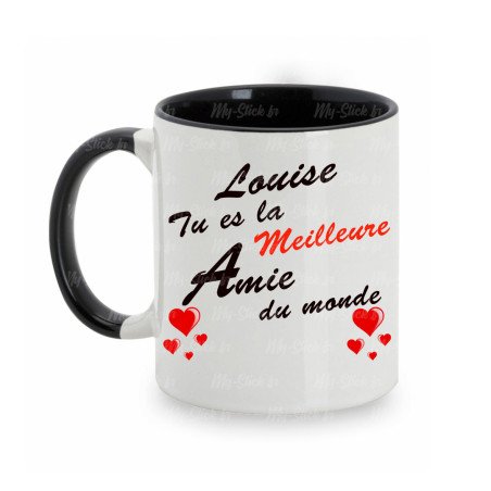 Mug personnalisé avec prénom recto-verso "meilleure amie du monde"