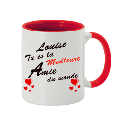 Mug personnalisé avec prénom recto-verso "meilleure amie du monde"