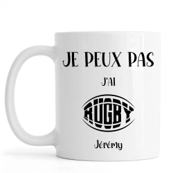 Mug personnalisé Je peux pas j'ai Rugby avec prénom