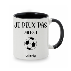 Mug personnalisé Je peux pas j'ai Foot avec prénom