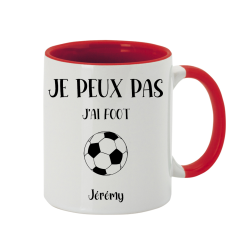 Mug personnalisé Je peux pas j'ai Foot avec prénom