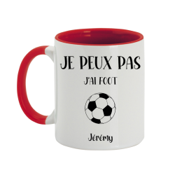 Mug personnalisé Je peux pas j'ai Foot avec prénom