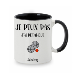 Mug personnalisé Je peux pas j'ai Pétanque avec prénom