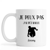 Mug personnalisé Je peux pas j'ai Pétanque silhouette accroupie avec prénom