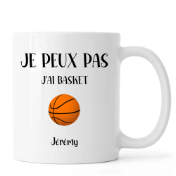 Mug personnalisé Je peux pas j'ai Basket avec prénom