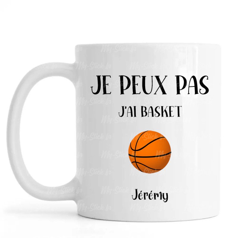 Mug personnalisé Je peux pas j'ai Basket avec prénom