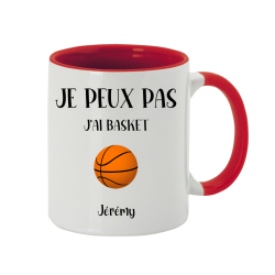 Mug personnalisé Je peux pas j'ai Basket avec prénom