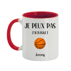 Mug personnalisé Je peux pas j'ai Basket avec prénom