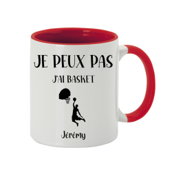 Mug personnalisé joueur en détente Je peux pas j'ai Basket avec prénom